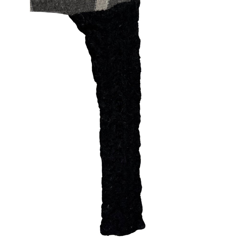 Free People Black Gray Striped Floral Knit Long Cardigan S | Boho Grunge Fairy - Picture 14 of 16